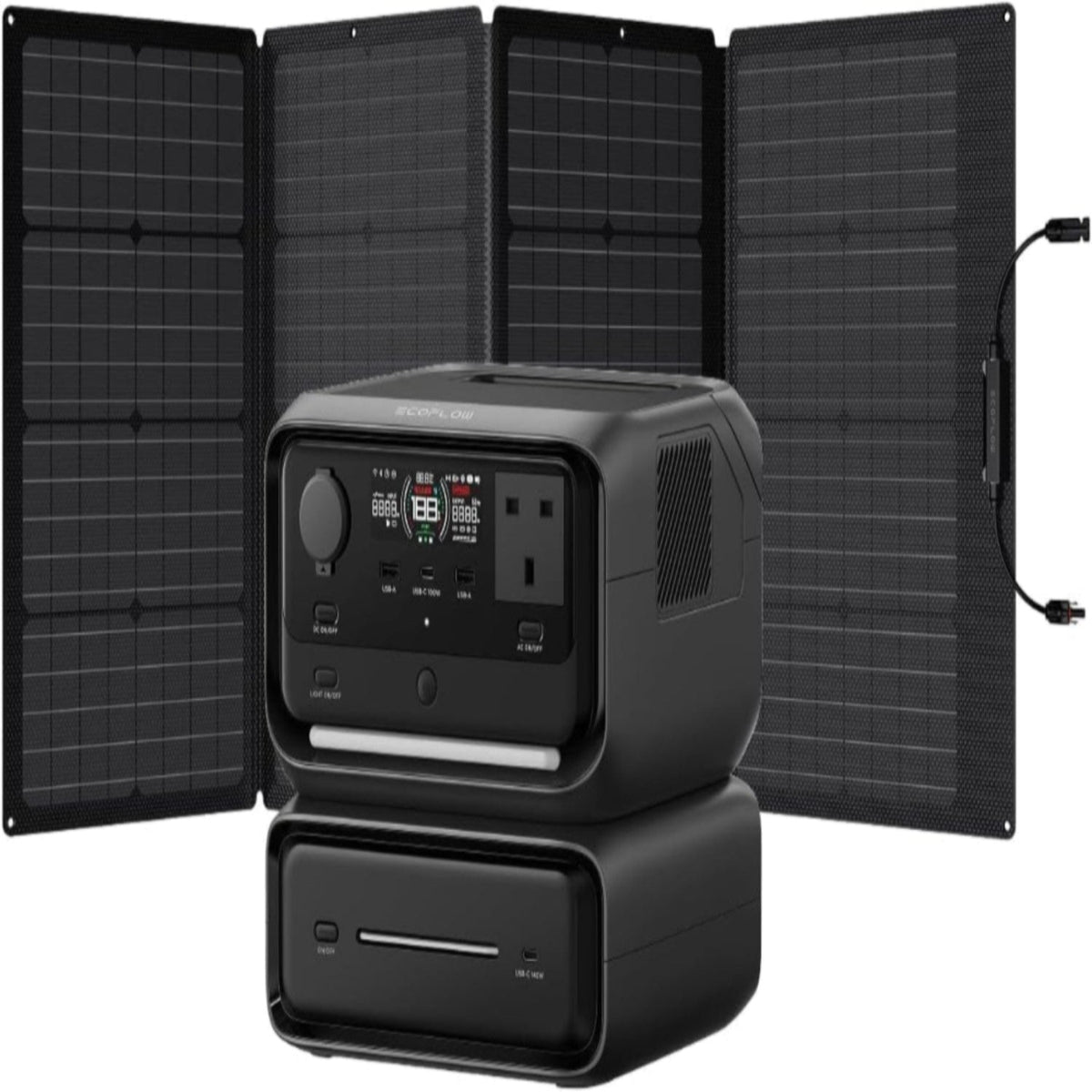 ECOFLOW RIVER 3 Max Portable Power Station & 160W Solar Panel, 572Wh LFP Battery, Up to 1200W Output, Wireless Connection, Solar Generator for Outdoor, Camping, RV