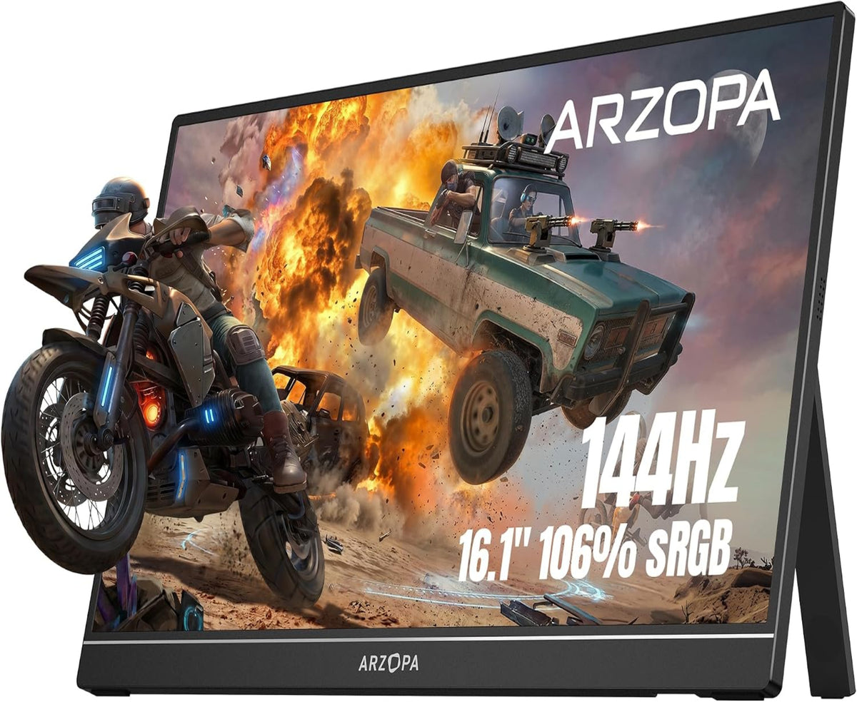 ARZOPA Z1FC Portable Gaming Monitor, 16.1" IPS Display, FHD Resolution, 144Hz Refresh Rate, 16.7m Color Display, Eye Care, External Second Screen for Laptop, PC, PS5, Mac, Xbox, Black | Z1FC
