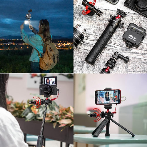 ULANZI MT-16 Extendable Phone Camera Tripod, 4 Levels Adjustment 360° Ball Head Cold Shoe Lightweight Portable Vlog Travel Selfie Stick Handle Grip Desktop Webcam Tripod for iPhone DSLR Sony Gopro