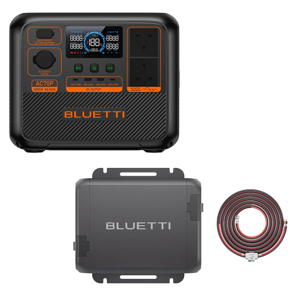BLUETTI AC70P Portable Power Station 864Wh 1000W With Bluetti 560W Car Charger 1 Bundle