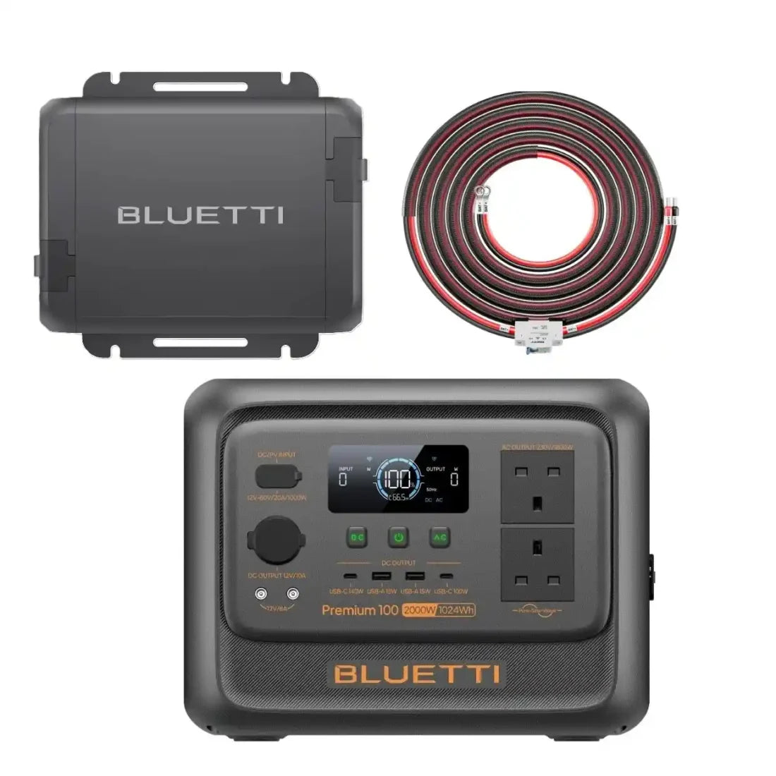 BLUETTI Premium 100 V2 Portable Power Station 1024Wh, 1800W With Bluetti 560W Car Charger 1 Bundle