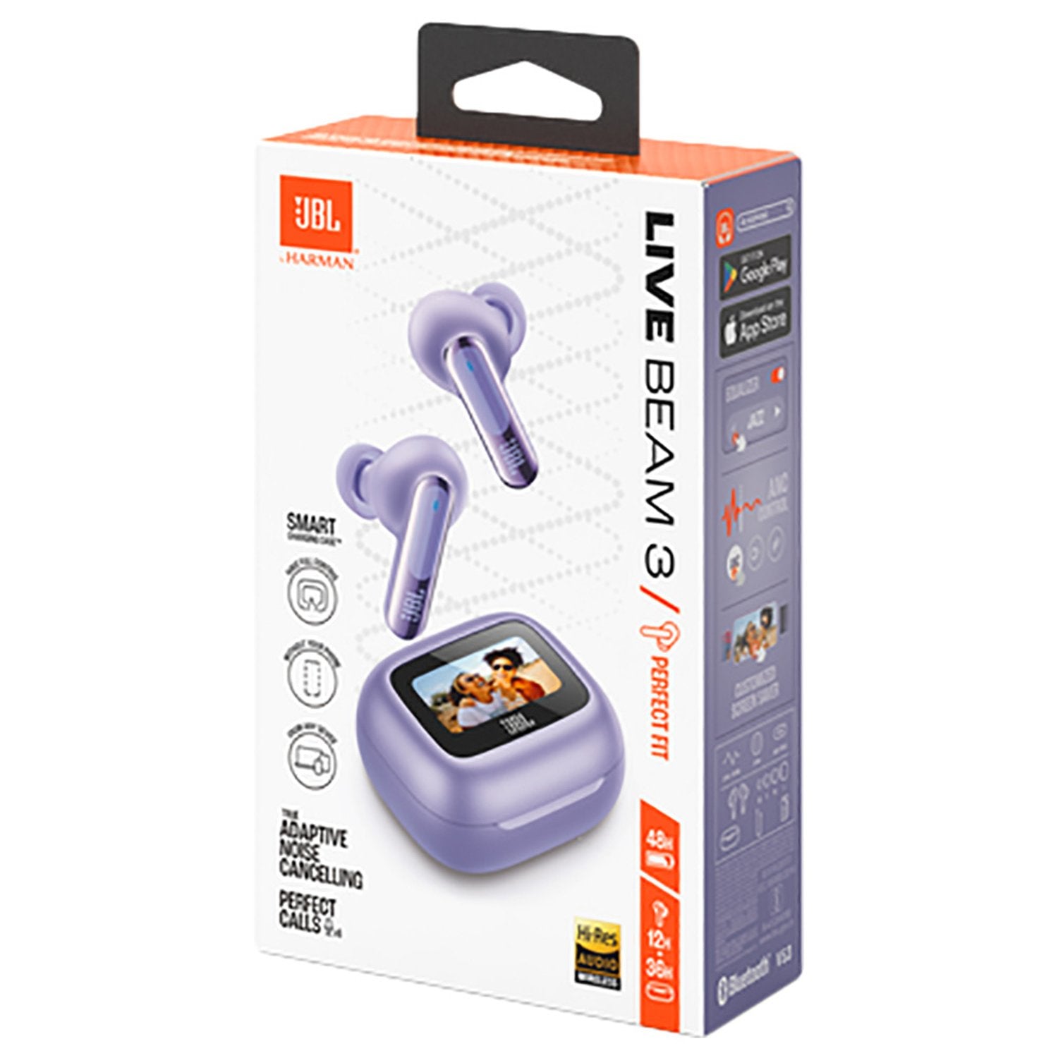 JBL LIVE BEAM 3 True Wireless Noise Cancelling Closed-Stick Earbuds Purple
