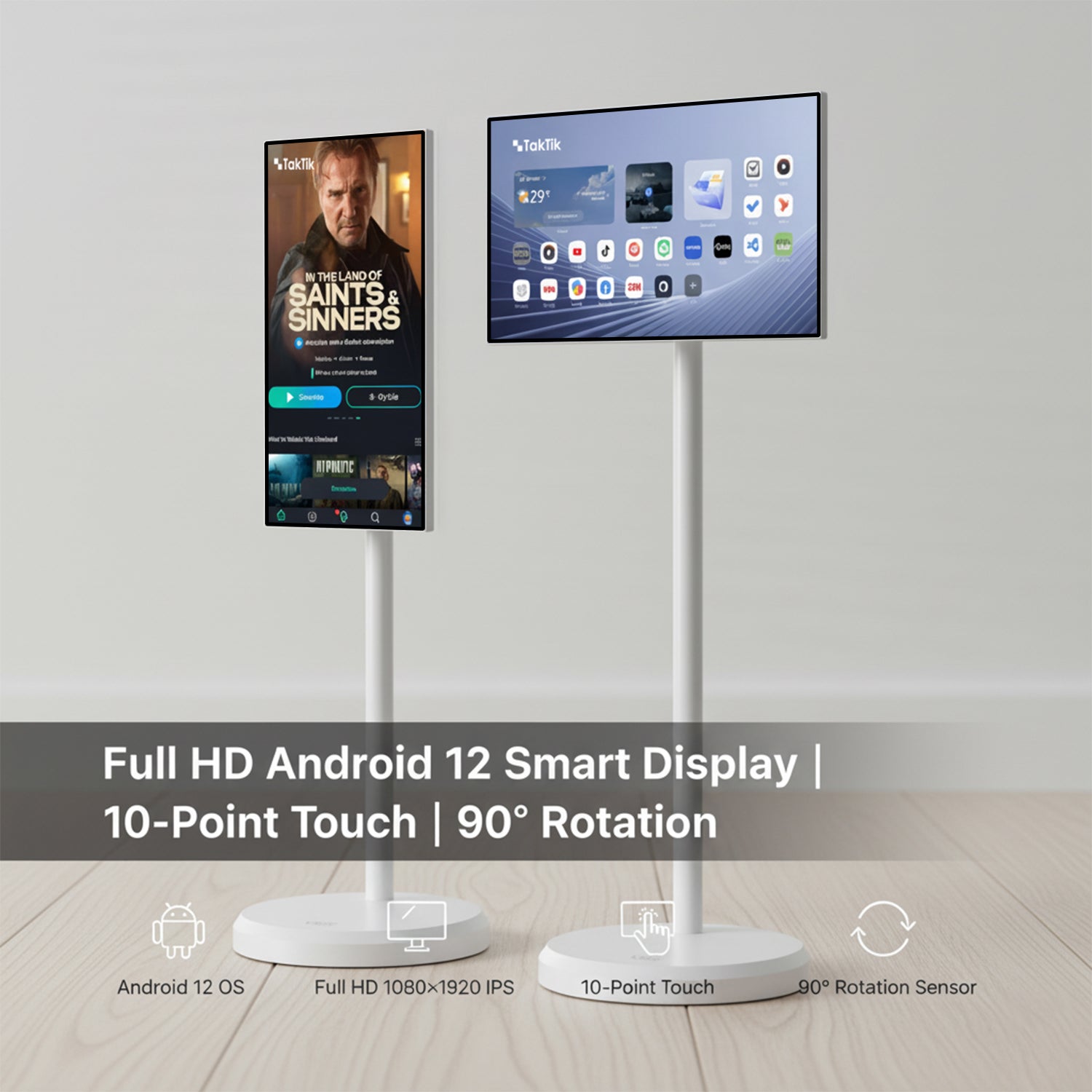 Taktik Floor Standing Smart Screen 21.5 Inch Android Touch Display with 1080p Resolution