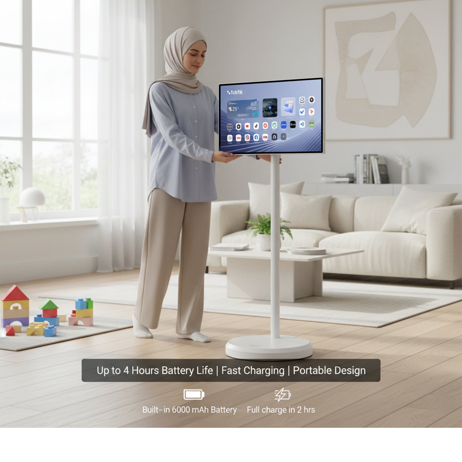 Taktik Floor Standing Smart Screen 21.5 Inch Android Touch Display with 1080p Resolution