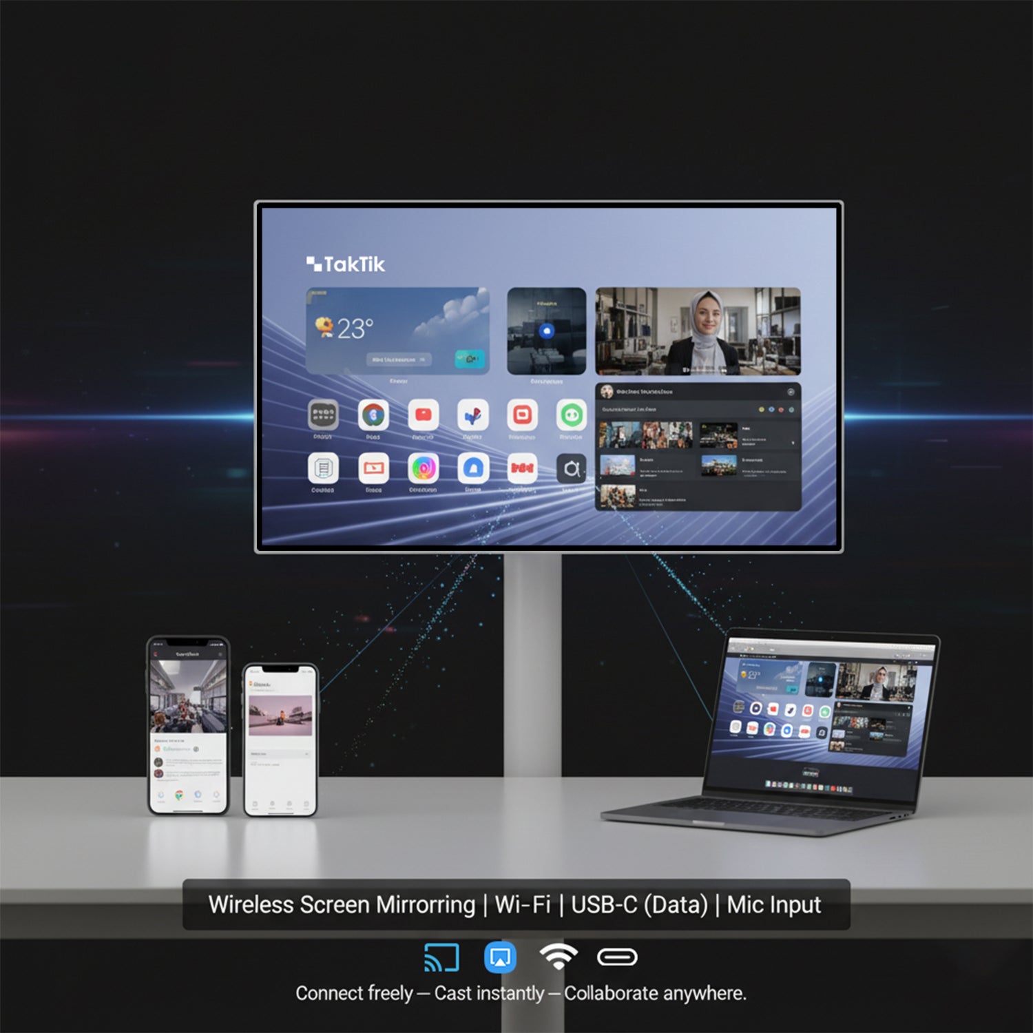 Taktik Floor Standing Smart Screen 21.5 Inch Android Touch Display with 1080p Resolution
