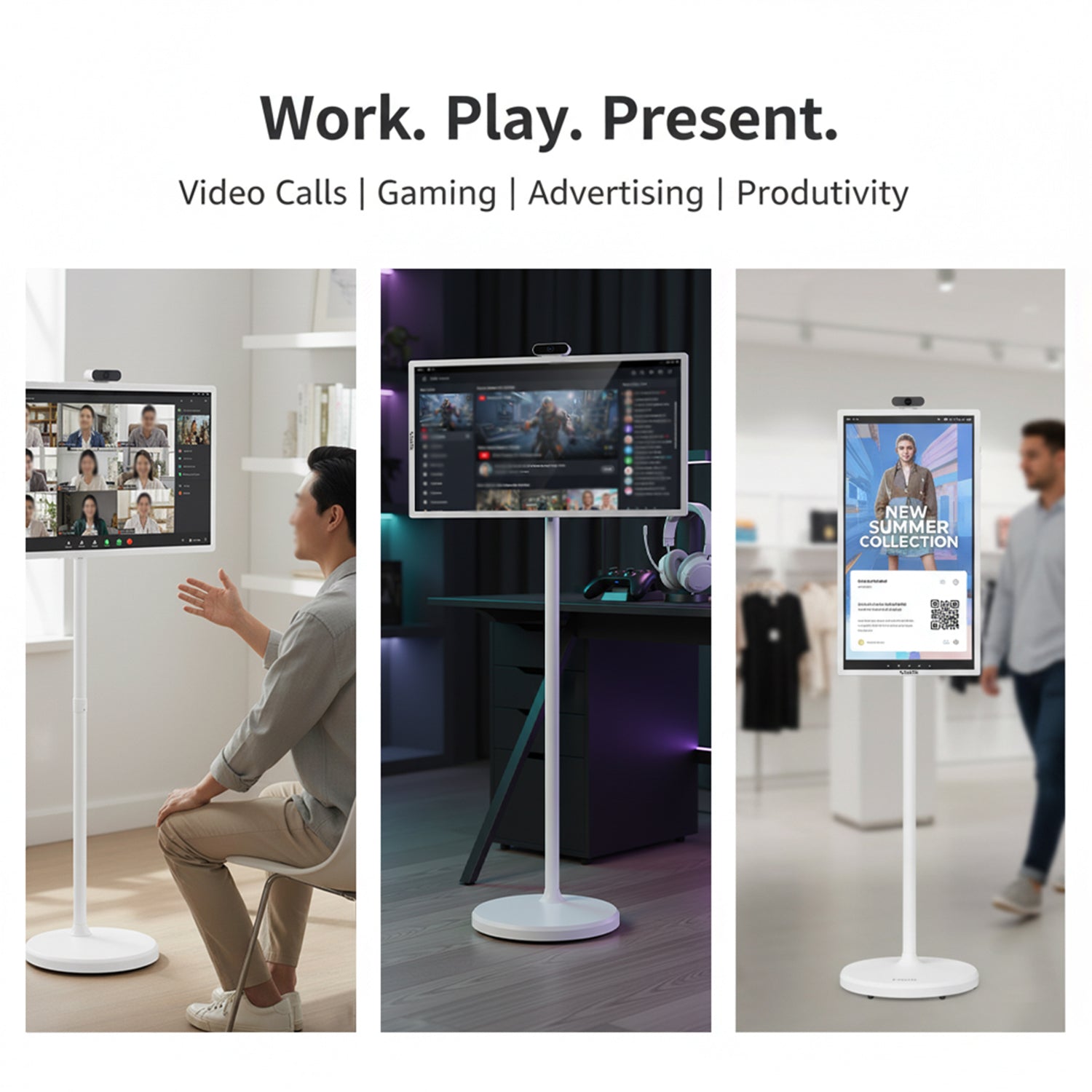 Taktik 32-inch 4K Android Smart Portable Monitor with 15000mAh Battery and Camera