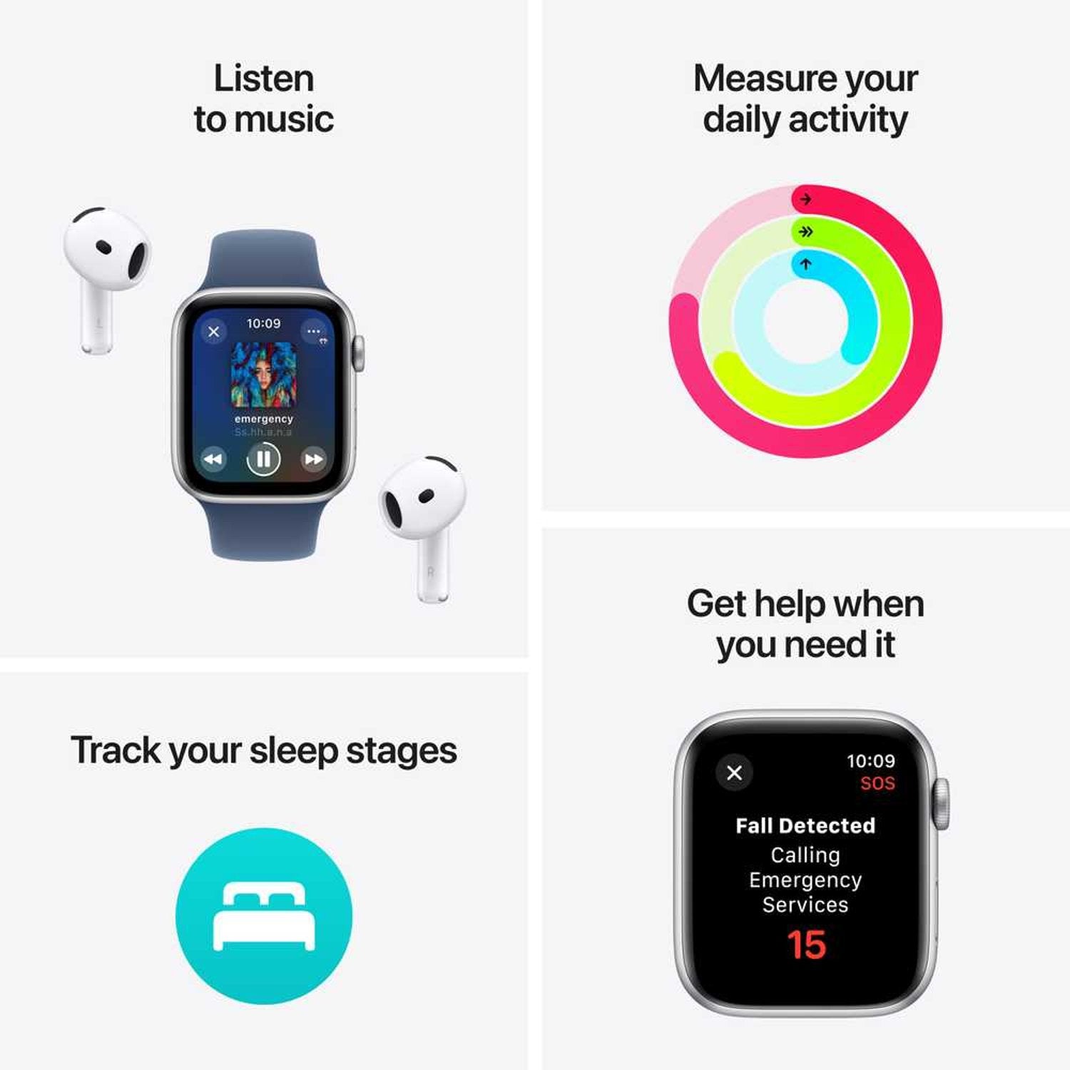 Apple Watch SE (2024) GPS 40mm Silver Aluminum Case with Denim Sport Band – S/M