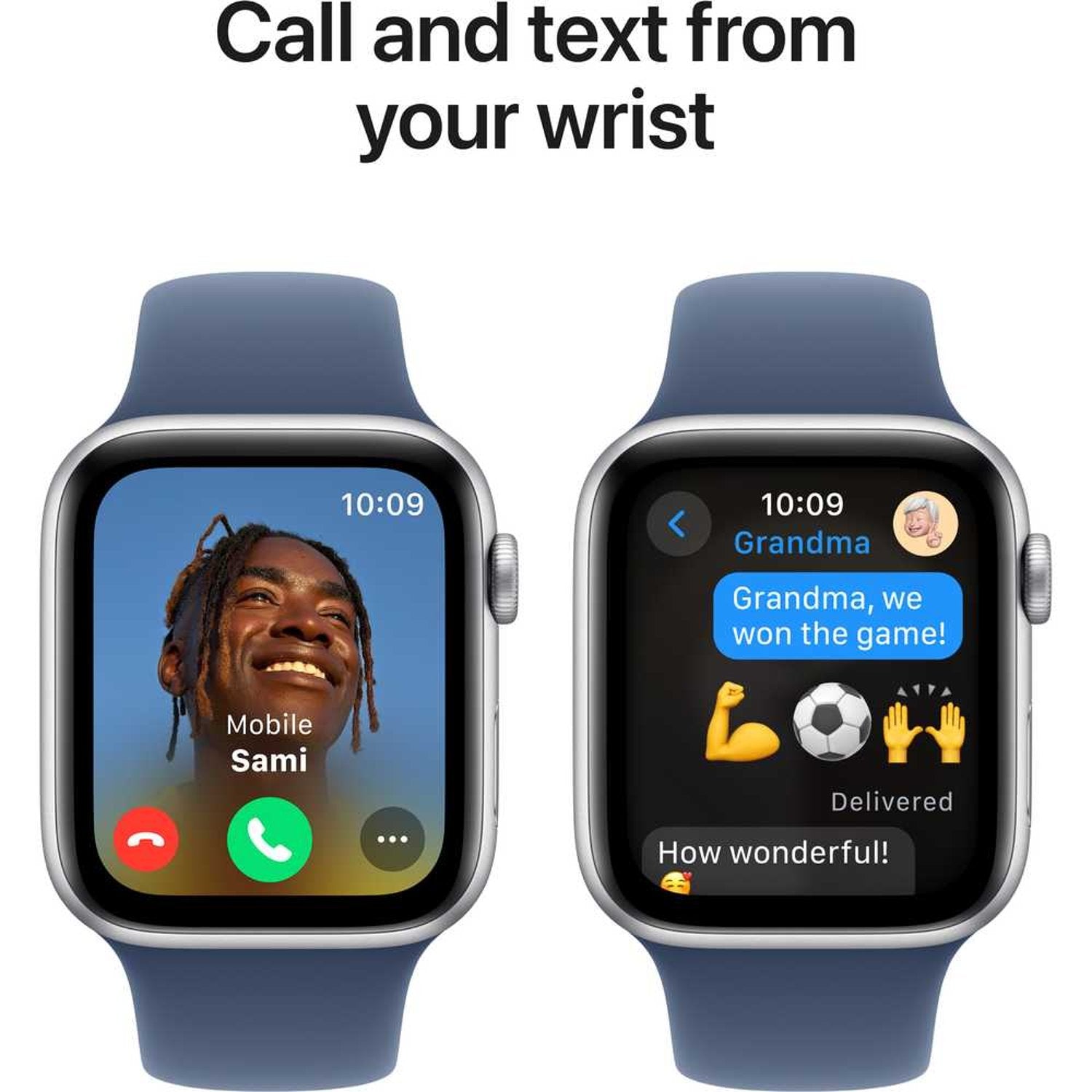 Apple Watch SE (2024) GPS 40mm Silver Aluminum Case with Denim Sport Band – S/M