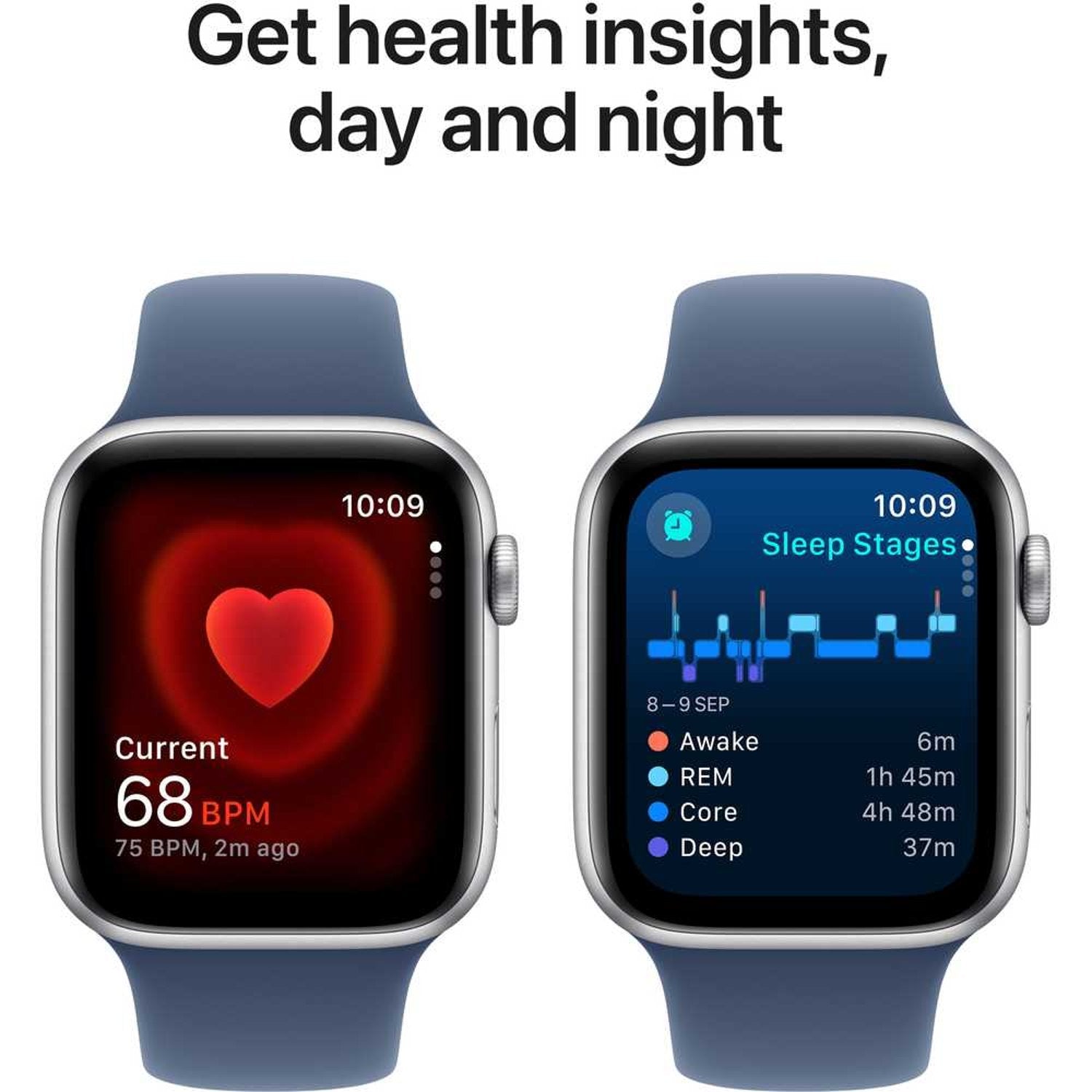 Apple Watch SE (2024) GPS 40mm Silver Aluminum Case with Denim Sport Band – S/M