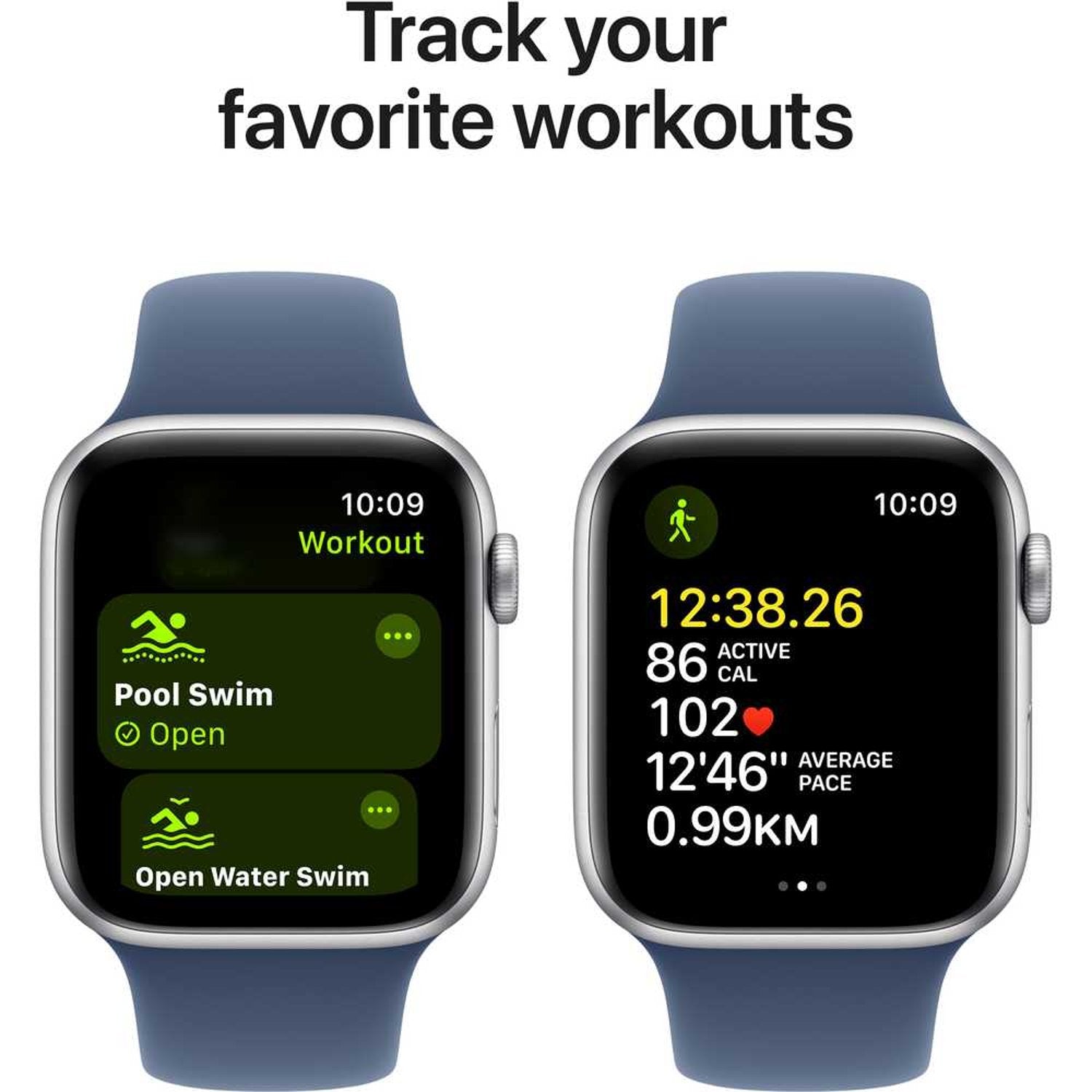 Apple Watch SE (2024) GPS 40mm Silver Aluminum Case with Denim Sport Band – S/M