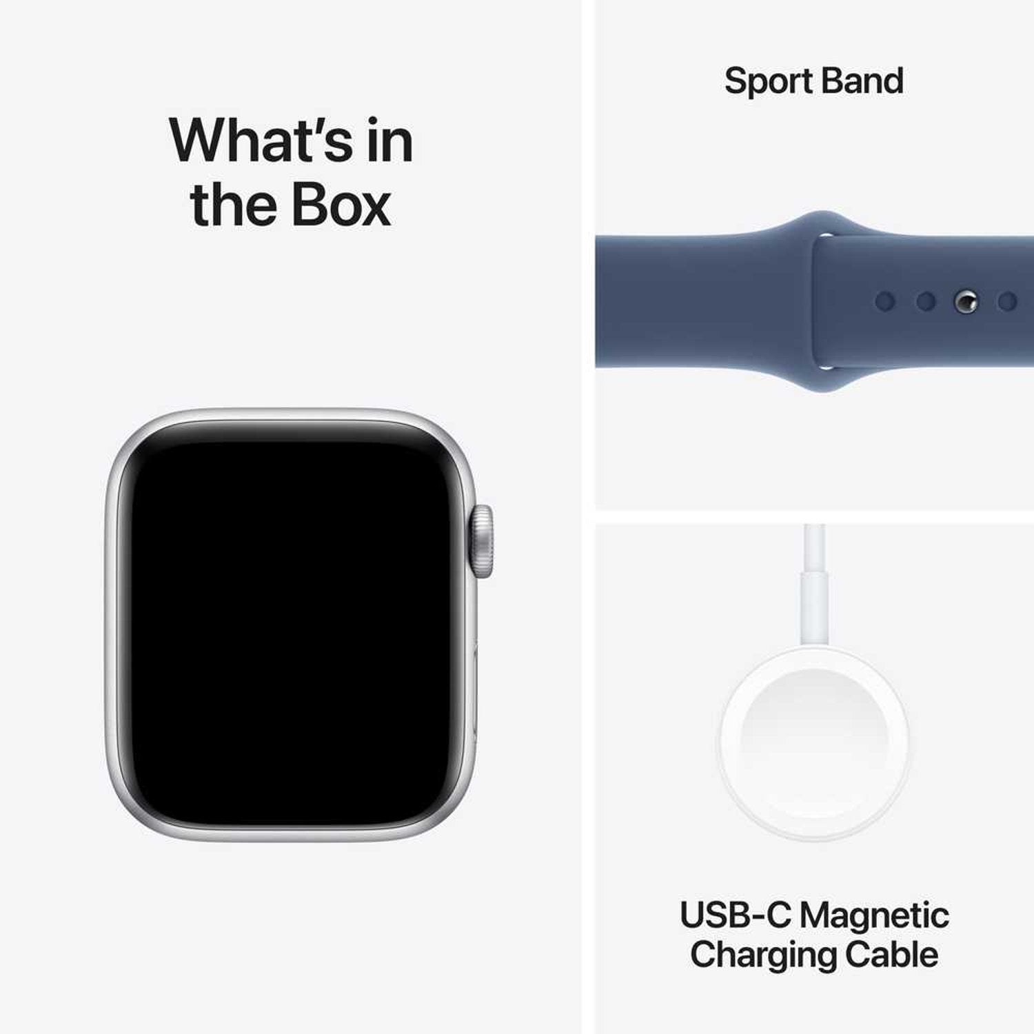 Apple Watch SE (2024) GPS 40mm Silver Aluminum Case with Denim Sport Band – S/M