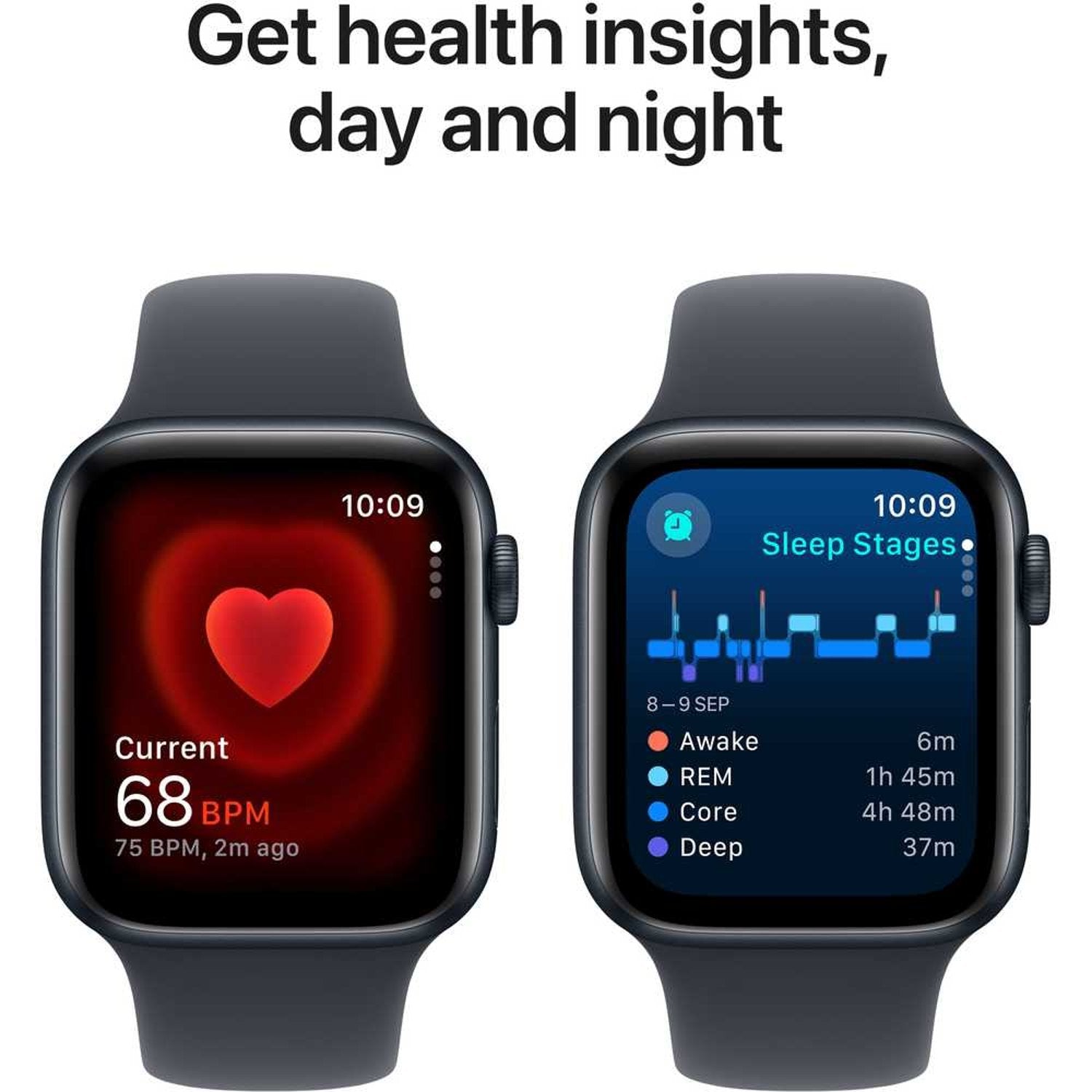 Apple Watch SE (2024) GPS 44mm Midnight Aluminum Case with Midnight Sport Band – M/L