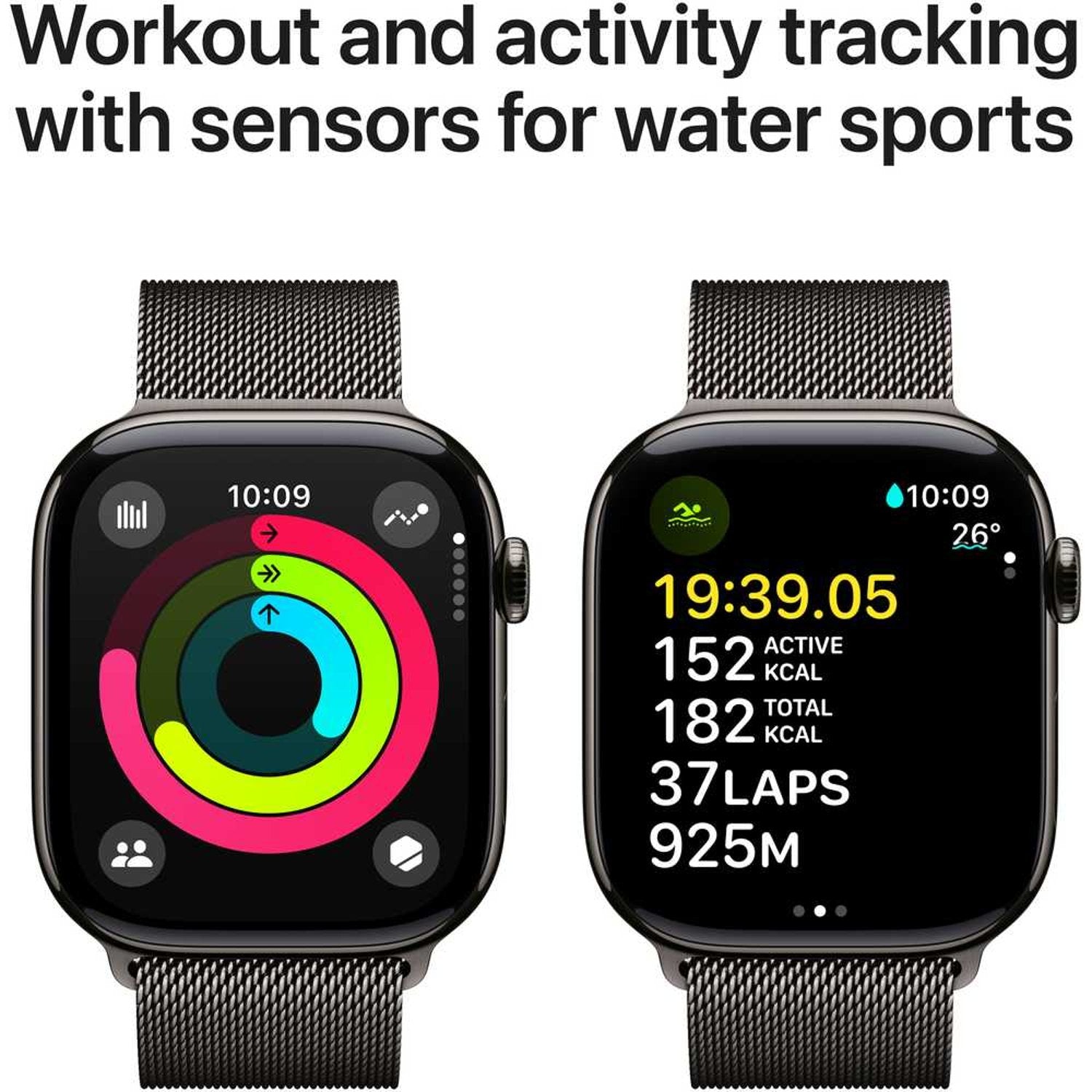 Apple Watch Series 10 GPS + Cellular 46mm Slate Titanium Case with Slate Milanese Loop – S/M