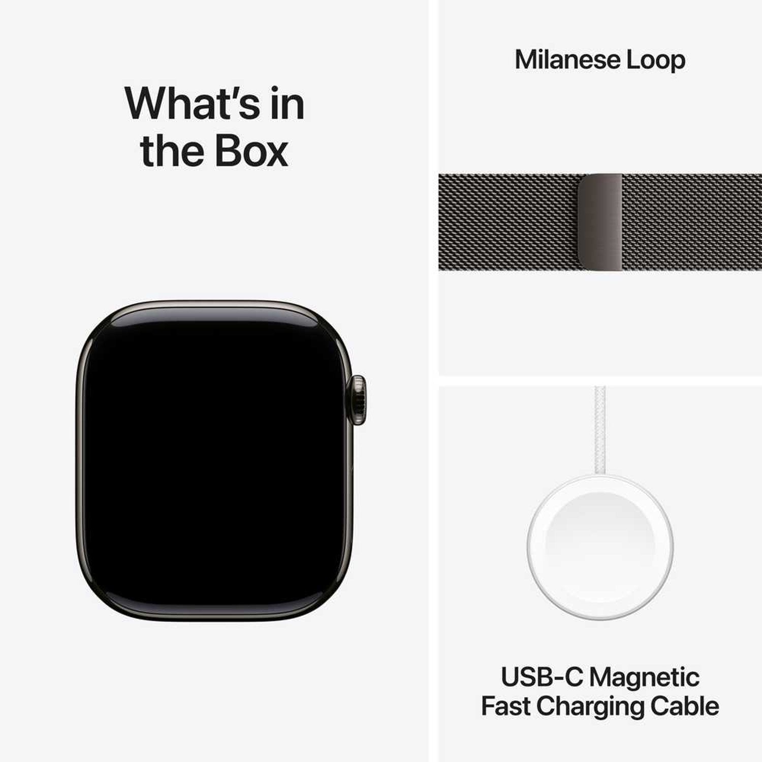 Apple Watch Series 10 GPS + Cellular 46mm Slate Titanium Case with Slate Milanese Loop – S/M