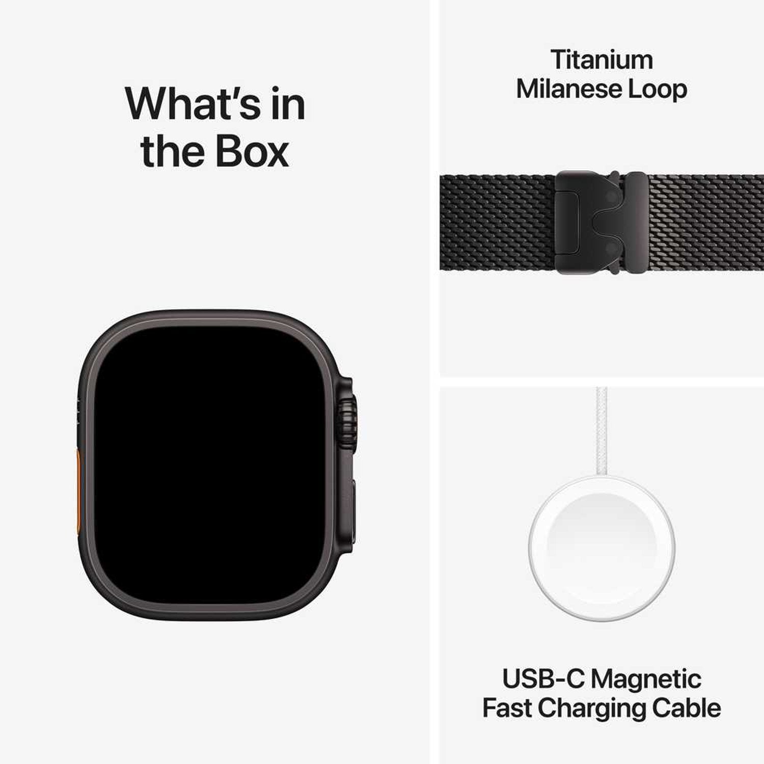 Apple Watch Ultra 2 GPS + Cellular 49mm Black Titanium Case with Black Milanese Loop – L