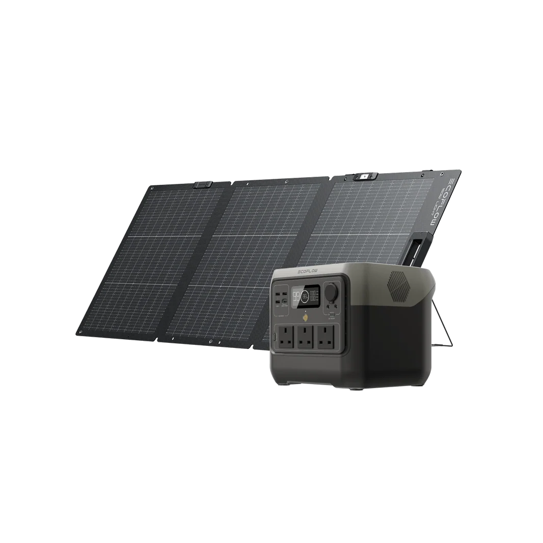 ECOFLOW Solar Generator River 2 Pro 768Wh LiFePO4 Battery and 220W Bifacial Solar Panel with Free River 2 Pro Bag, 3x300W AC Outlets 1600W Surge , Portable Power Station for Home Backup Outdoors Camping RV Emergency Renewed