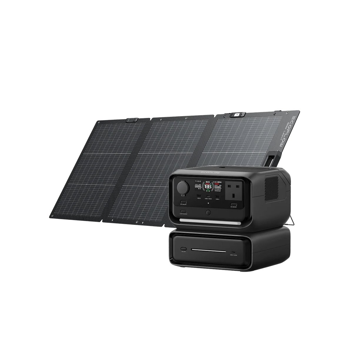 ECOFLOW RIVER 3 Max Portable Power Station & 160W Solar Panel, 572Wh LFP Battery, Up to 1200W Output, Wireless Connection, Solar Generator for Outdoor, Camping, RV