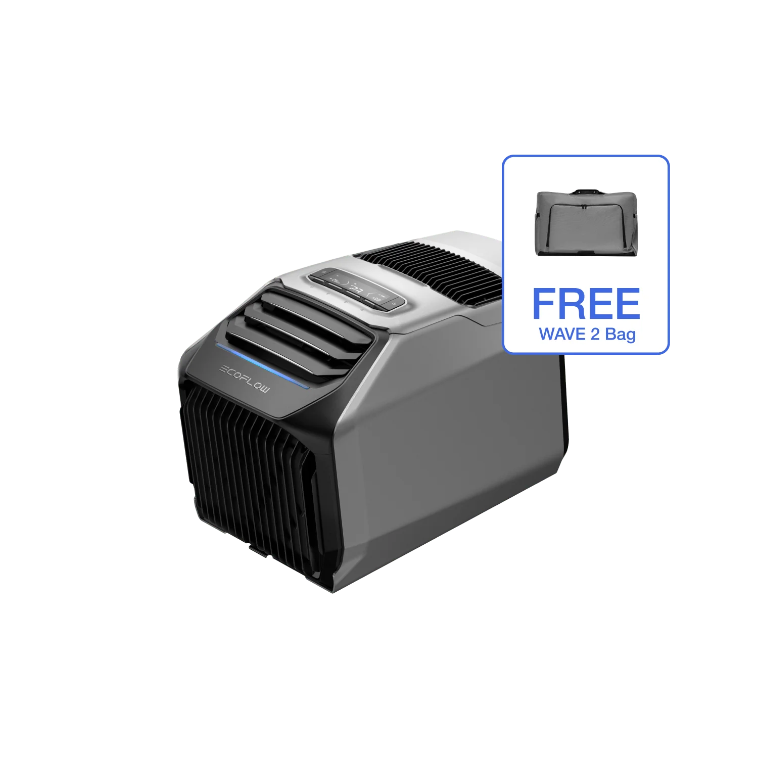 EcoFlow WAVE 2 Portable Air Conditioner (5100BTUs cooling,6100BTUs Heating ) Grey Color with Free Wave 2 Bag